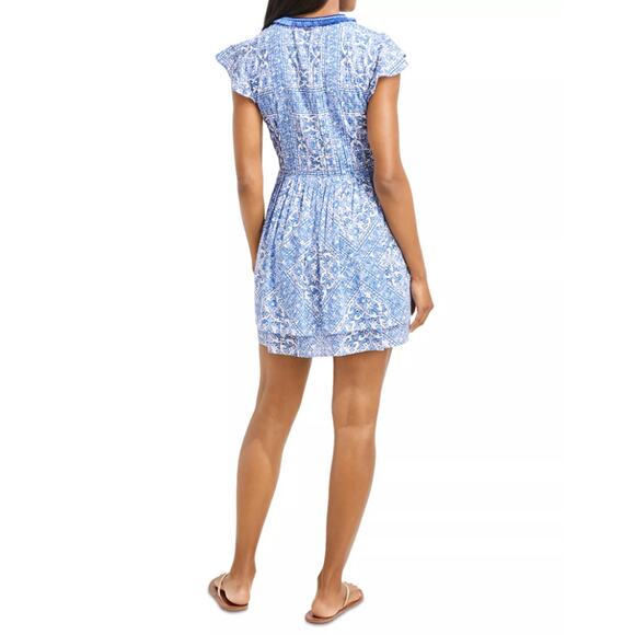 Vineyard Vines Plus Scarf Print Pintuck Mini Dress Blue & White Size XXL - Picture 3 of 10